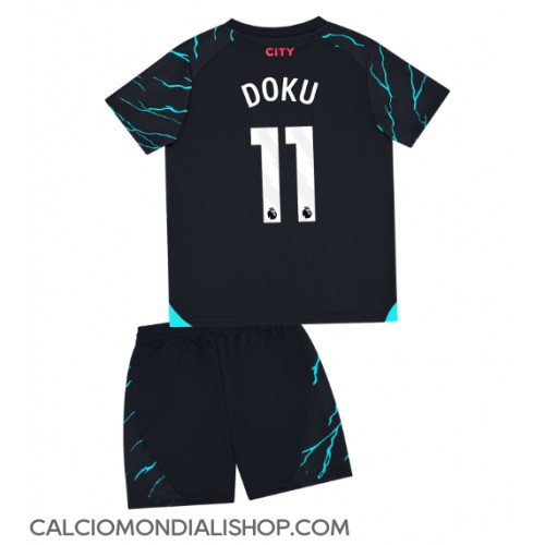 Maglie da calcio Manchester City Jeremy Doku #11 Terza Maglia Bambino 2023-24 Manica Corta (+ Pantaloni corti)